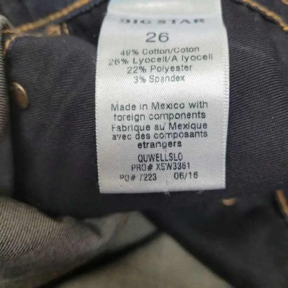 NEW Big Star Ella High Rise Skinny Jeans‎ Blue Dark Wash Womens Stretch Size 26